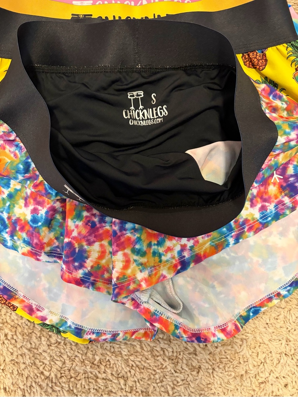 5 Pair - Chicknlegs Women's Athletic Shorts - Black & Multicolor Pack - Picture 6 of 16
